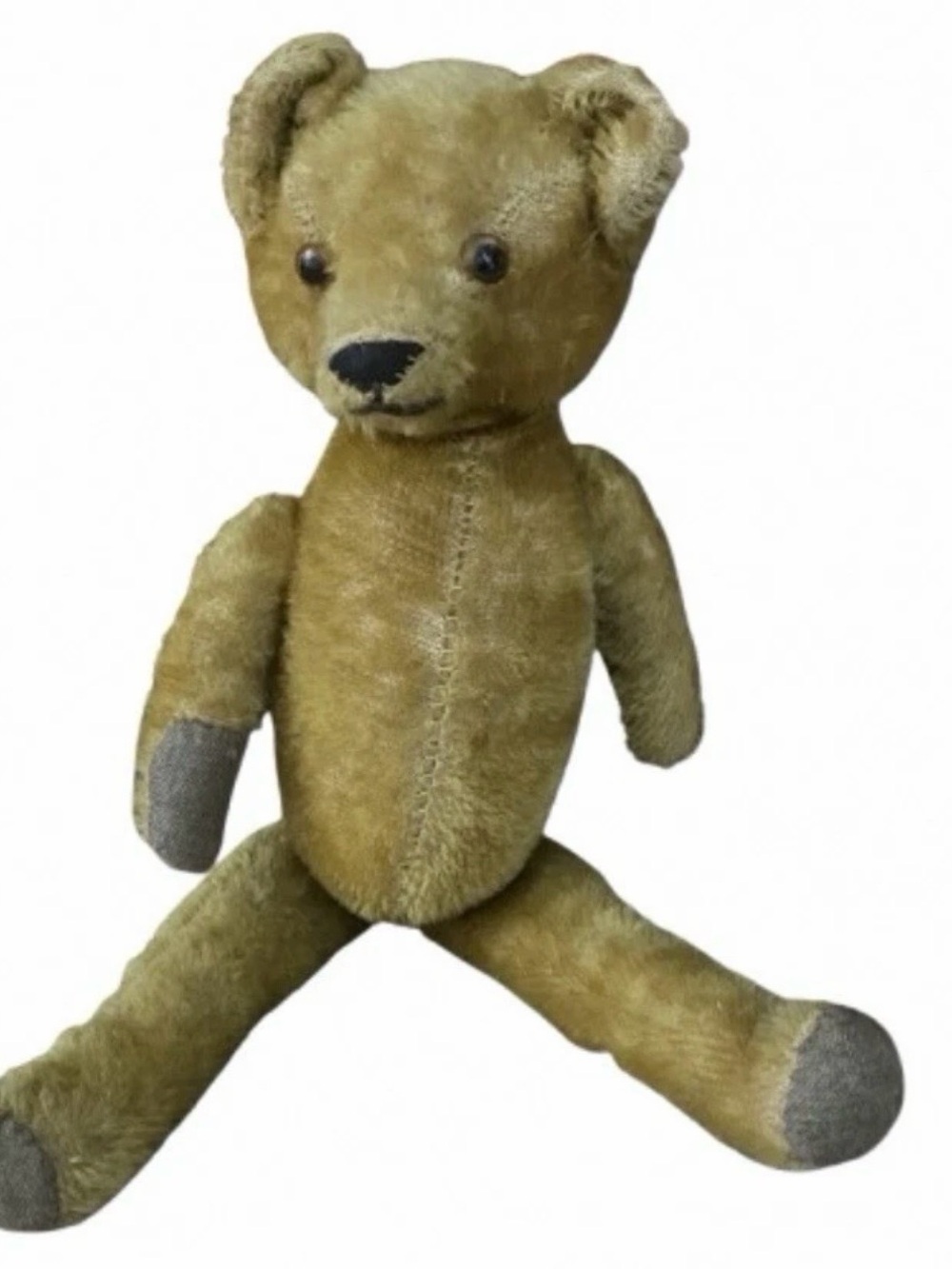 Antique 16” German Style Golden Mohair Teddy Bear Straw Stuffed Excelsior TLC